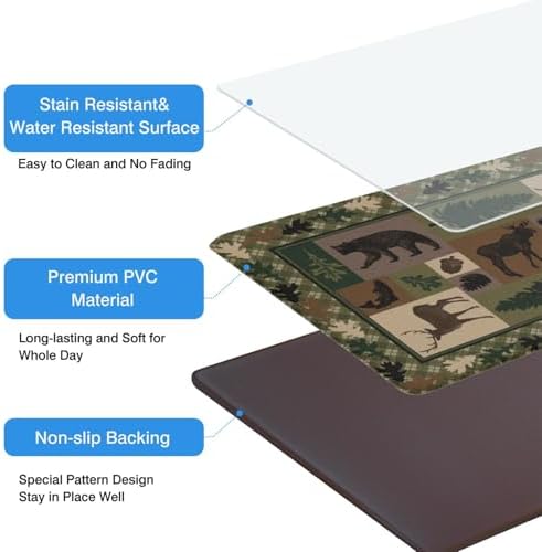 Western Texas Wildlife Kitchen Mats, 2PCs, 17.3"x47"+17.3"x29"