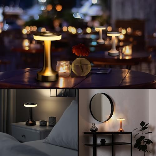 O'Bright Dome Cordless Rechargeable LED Mushroom Table Lamp, Rose Gold