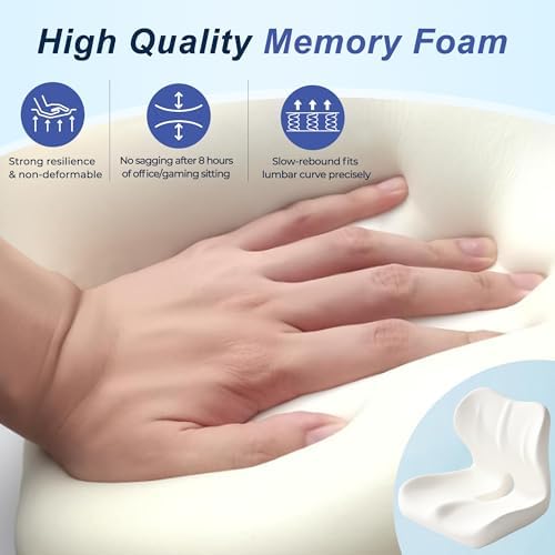 Seat Cushion for Office Chair and Car, Ergonomic Memory Foam Seat Cushion with Lumbar Support Pillow, Orthopedic Cushion for Sciatica & Back Pain, Pink & Light Gray