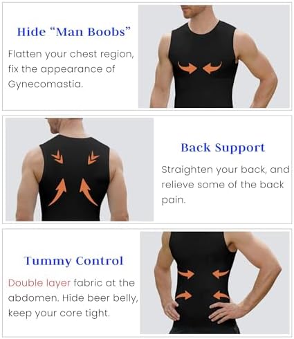 Compression Shirt Men Slimming Body Shaper Vest Crewneck Workout Tank Top