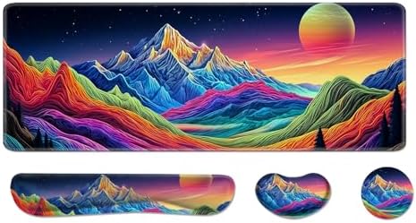 Desk Pad and Keyboard Wrist Rest, Large Mouse Pad + Keyboard Pad+Mouse Wrist Support, Non-Slip Desk Mat Protector for Office, Home 31.5×11.8 Inches Dazzling Galaxy
