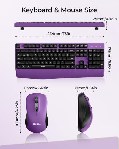 seenda COE200 Wireless Bluetooth Keyboard and Mouse Combo with Wrist Rest