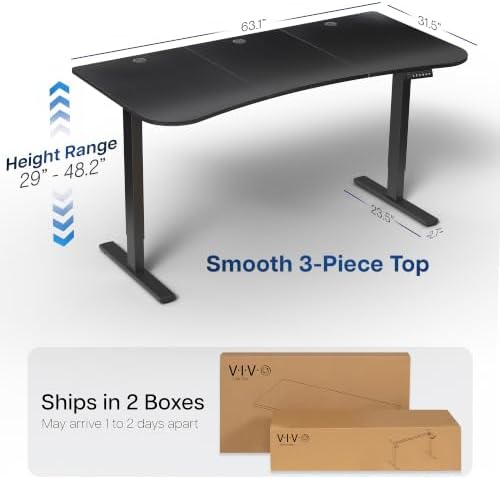 VIVO Black Carbon Fiber 63 x 32 in Standing Desk, DESK-KIT-1B1R