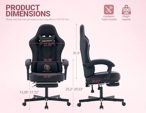 Mistpeople Gaming Chair, Ergonomic High Back Computer Chair with Footrest, Lumbar Support & Pocket Spring Cushion, Comfortable Swivel Home Office Desk Chair for Adults