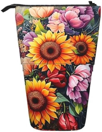 Sunflower Flower Bee Standing Pencil Case