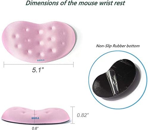 BRILA Memory Foam Mouse & Keyboard Wrist Rest Support Pad Cushion Set for Computer, Laptop, Office Work, PC Gaming - Massage Holes Design - Easy Typing Wrist Pain Relief (Pink Bundle)