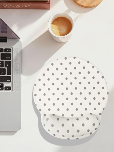 Seorsok Cute Polka Dot Mouse Pad with Gel Wrist Support Mouse Pad,Ergonomic Aesthetic,Comfortable Mousepad for Office Game Work Computer,Pain Relief Mousepad with Non-Slip Silicone Base,Beige