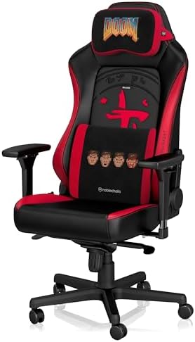 noblechairs Doom Retro Edition Pillow Set for Gaming Chairs - Memory Foam, Neck and Lumbar Support, Red and Black