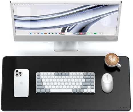 Satechi Vegan-Leather Desk Mat, Scratch and Water Resistant, Black