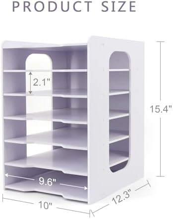 SONGWAY File Organizer for Desk - Desk Organizer for Document, Multifunctional 7 Tier Vertical File Holder, Paper Holder Organizer, Desktop File Organizer for Home Office School Decorations, White
