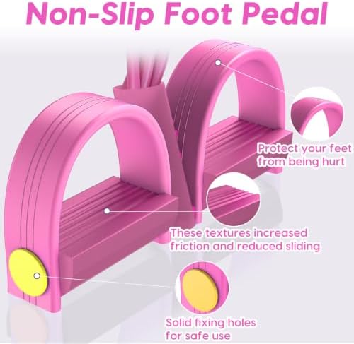 Pedal Resistance Band with Handles, 6-Tubes Natural Rubber Exercise Band