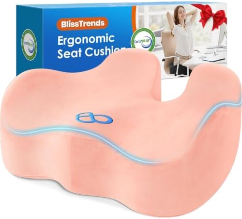 BlissTrends Extra Thick Seat Cushion for Office Chair & Car Seat, Pink