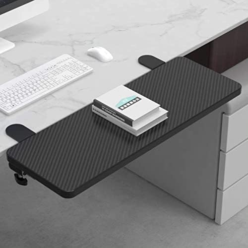 Desk Extender 25.2" x 9.45" Ergonomic Computer Table Extension Arm Support Collapsible Keyboard Tray for Square Tabletop - Carbon Fiber