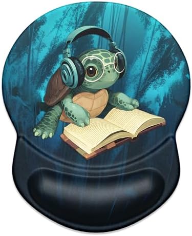 ITNRSIIET Ergonomic Mouse Pad with Gel Wrist Support Small Wrist Rest Smooth Surface Non-Slip PU Base Comfortable Office Supplies Pain Relief, 8.7 x 7.2 inches, Pretty Turtles