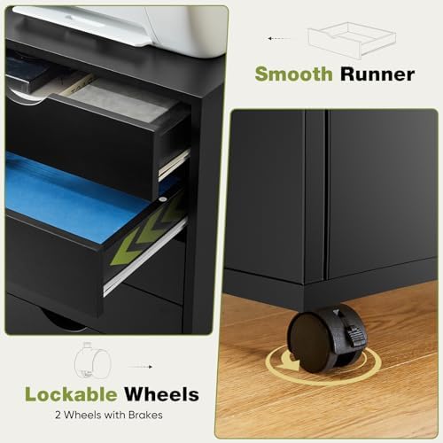 DUMOS 5 Drawer File Cabinet with Wheels, Office Storage Organizer Cabinet