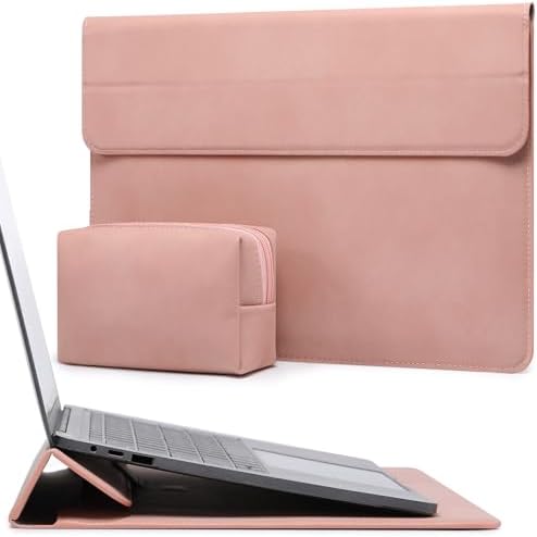 HYZUO 13 Inch Laptop Case Sleeve with Stand for MacBook Air, Pink