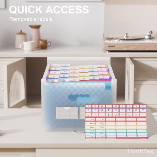 ThinkTex Accordion File Organizer, 26 Pockets Expanding File Folders, Blue