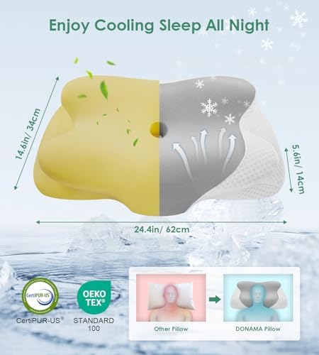 DONAMA Cervical Pillow Ergonomic Memory Foam Pillow for Neck Support