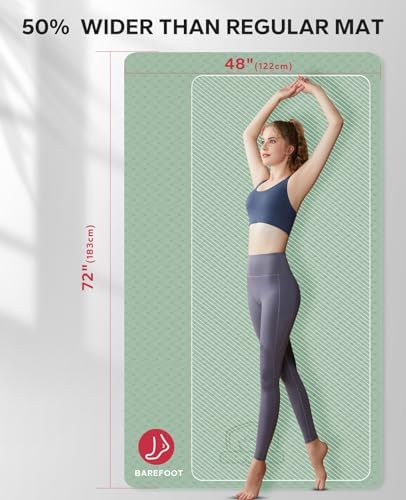HAPBEAR Extra Large Yoga Mat - 72"x48"x6mm (1/4 inch), Non-Slip, Durable, Thick Wide Exercise Mat for Home Workouts, Yoga, Pilates, Stretching and Cardio Workouts