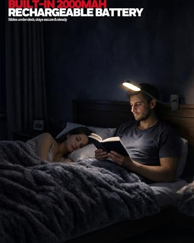 Honeywell Clip On Reading Light, Rechargeable Gooseneck CRI95 4000K Dimming