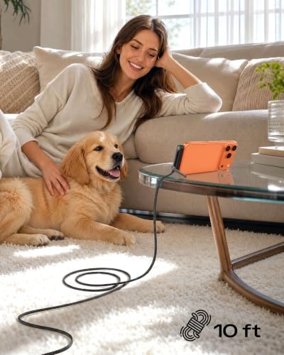 LOOHOI 240W Fast Charging USB-C to USB-C Cable with Built-in Phone Stand