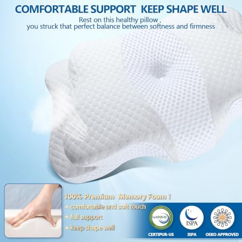 CHxxy Memory Foam Pillows, Cervical Pillow for Neck & Shoulder Pain Relief