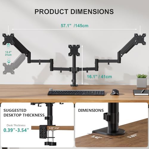 WALI Triple Monitor Mount for 13-32 inch Screens, up to 19.8 lbs per Arm