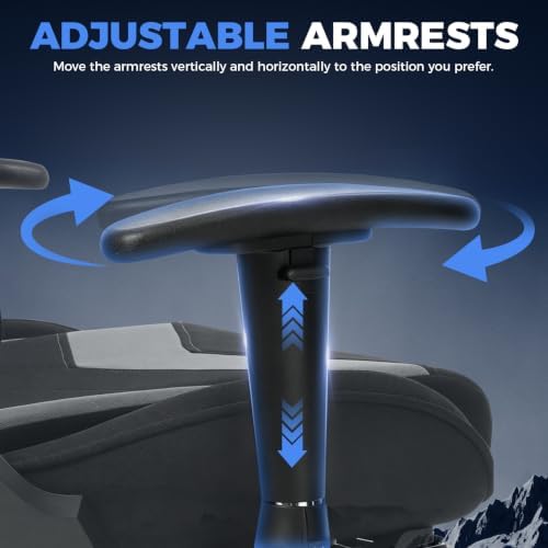 LUCKRACER Gaming Chair High Back Ergonomic Computer Chair with Breathable Fabric, with Lumbar Support, 8-Way Adjustable Armrests, Integrated Frame for Office Study Gaming, Grey