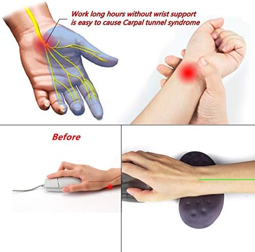 BRILA Upgraded Ergonomic Memory Foam Mouse Wrist Rest Support Pad Cushion for Computer, Laptop, Office Work, PC Gaming - Massage Holes Design Wrist Pain Relief