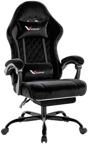 Fabric Gaming Chair for Adults, Comfortable Office Chair with Footrest
