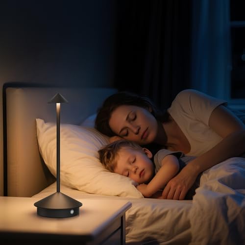 2 Pack Cordless Table Lamp, 6000mAh Rechargeable Battery Operated Desk Lamp, Portable Table Light,3 Color Stepless Dimming Up,for Restaurant, Bedroom, Patio，Outdoor Camping, Coffee Shop, Night Light