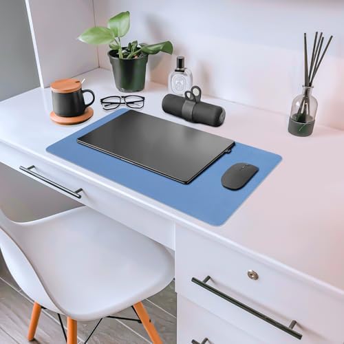 Leather Desk Pad Mat, Blue Desk Mat, 23.6" x 13.7"