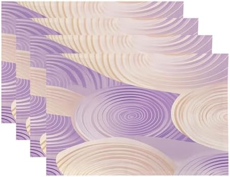 Abstract Art Pastel Hues Linen Placemats, Purple Soft and Modern Pattern Table Mats for Table Washable Heat Insulation Thick Dining Mat, Indoor/Outdoor 12X18 in 4 Pcs