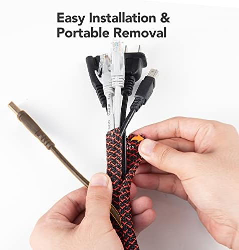 AGPTEK Cable Sleeve, 10ft - 1.2 inch Cable Management Cord Hider, BlackRed
