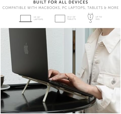 Native Union Fold Laptop Stand – Ultra-Slim Foldable & Portable Laptop Stand – Ergonomic & Optimized Viewing Angle – for 13 to 16 Inch MacBooks & Laptops, 10 to 16 Inch iPads & Tablets (Sandstone)