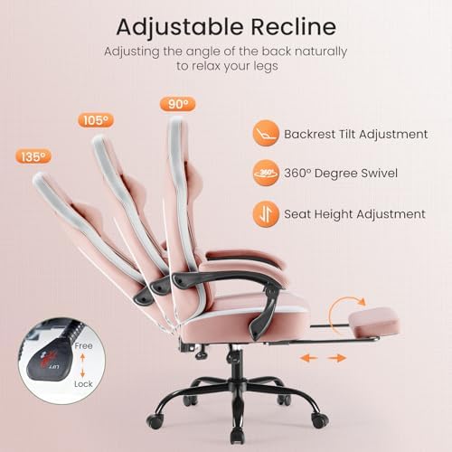 DUMOS Ergonomic Gaming Chair with Footrest, Video Game Chairs