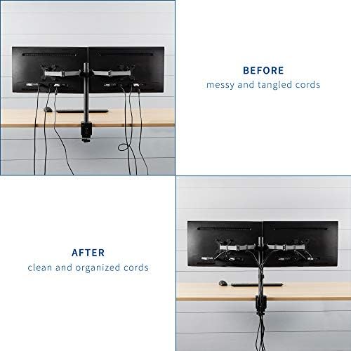 VIVO Cable Management Clips for Desk Monitor Stands, Computer Office Workstation Cord Organization Kit, 1 Pole and 4 Arm Clips, Set of Monitor Mount Wire Holder Hooks, Black, PT-SD-WC05C