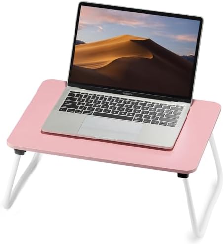 FISYOD Foldable Lap Desk, Laptop Bed Desk, Portable Bed Table, Laptop Stand for Bed & Couch, Lightweight & Mini - Pink