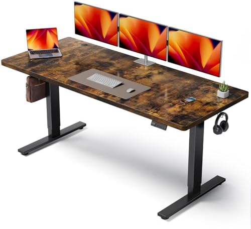 Brown 71x30 in Electric Standing Desk, 1 Inch Thick Tabletop