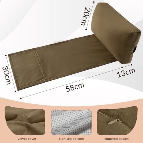 Head Recliner Pillow Adjustable Shredded Memory Foam Headrest Pillow for Recliners,Non-Slip Velvet Cushion for Pain Relief Neck Support Pillow for Travel Home Recliner Sofa Armchair (Brown)