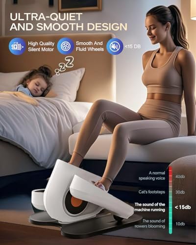 Under Desk Elliptical Machine, Electric Leg Exerciser While Sitting for Seniors with Remote Control, Whisper Quiet Motorized Seated Pedal Exerciser, Home Office Daily Use, No Assembly Required