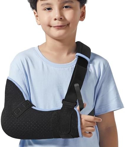 Velpeau Pediatric Arm Sling Shoulder Immobilizer for Kids, Black Right 2XS