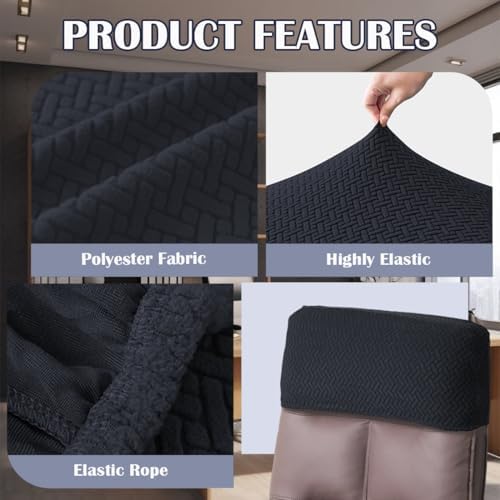 Stretch Office Chair Headrest Cover Jacquard Headrest Slipcover for Office Chairs Non Slip Head Rest Chair Furniture Protector for High Back Computer Chairs Set of 4 Black