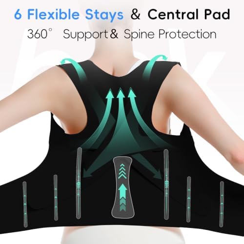 babaka Posture Corrector for Women and Men, Invisible Lightweight Adjustable Back Brace for Upper and Lower Back Pain Relief, Hunchback, Hump, Scoliosis, Thoracic, Spine Corrector Under Clothes (Black, Small, Waist: 25''-30'')