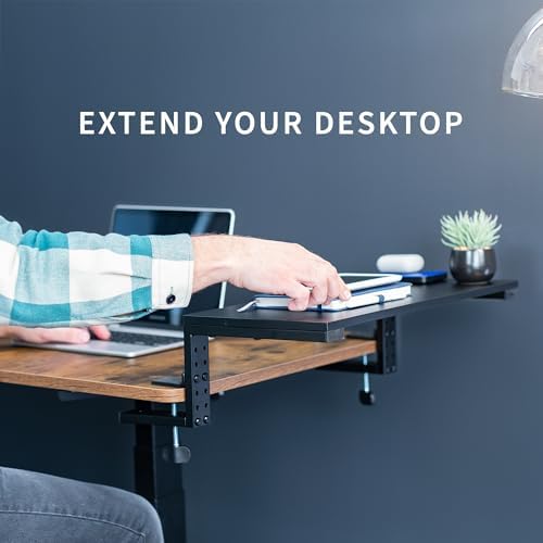VIVO Black Clamp-on 22 in Desk Extension Shelf, DESK-SHELF22B