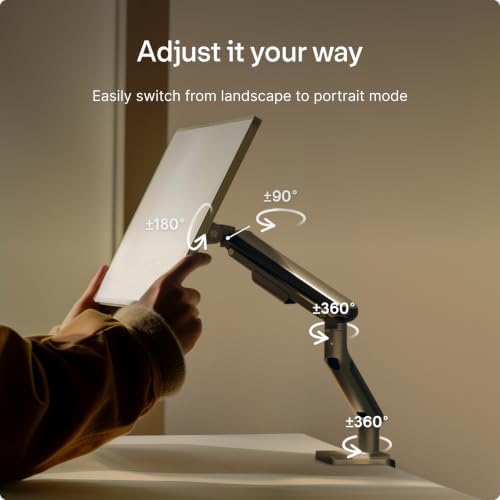 Desktronic Single Monitor Mount, Up to 34" & 8kg, 360° Rotation, Height Adjustable, Sturdy, Easy Install, for Large Screens, Ergonomic Design, Fits All VESA 75/100 Standards