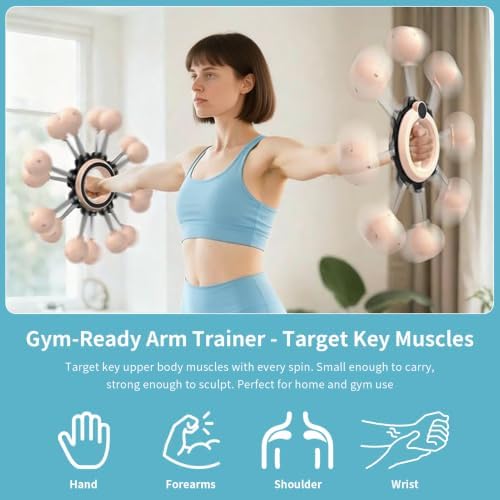 Arm Trainer 360 Rotating Workout Equipment for Home Gym, Pink