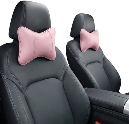 Car Pillow for Driving Seat Soft Leather Headrest Neck Support 2PCS