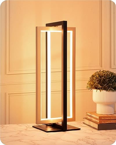 EDISHINE LED Table Lamp, Modern Bedside Lamps for Living Room, Gold