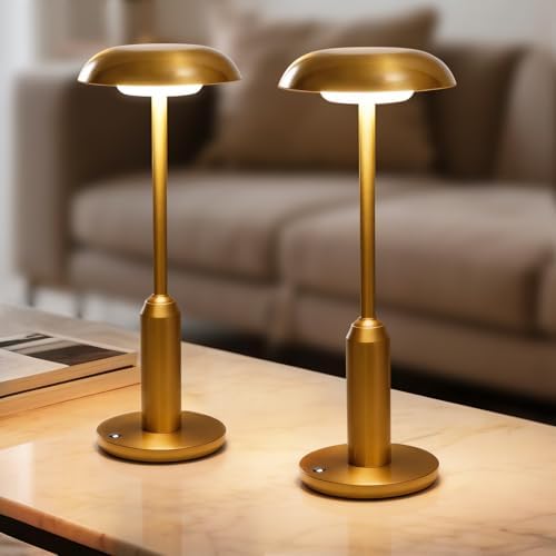 2 Pack Cordless Table Lamp, Rechargeable Table Light,Gold